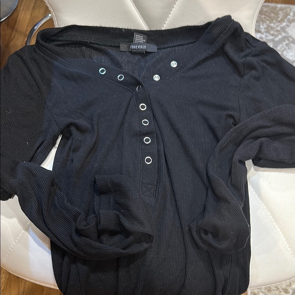 Forever 21 Black Ribbed Top
